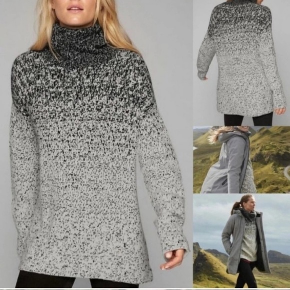 Athleta Sweaters - ⭐️ Athleta Marled Black Cream Cashmere Wool Blend Turtleneck Sweater SMALL